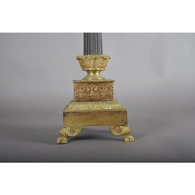Antique Gilt Bronze Candelabra, Fluted Column With Figural Arms — French, 19th Century For Sale - Image 9 of 10