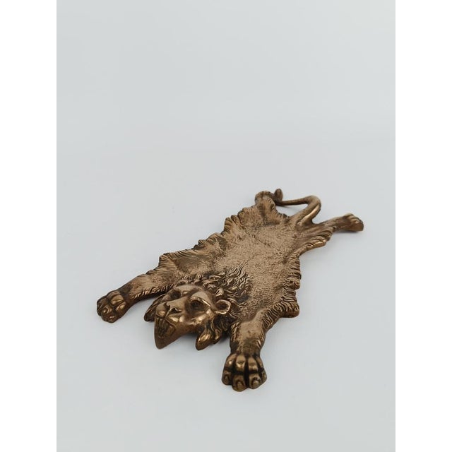 Vintage Brass Ashtray Depicting the Mythological Nemean Lion Skin, Italy, 1970s For Sale - Image 11 of 18