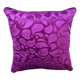 Magenta Floral Pattern Velvet Cushion Cover For Sale