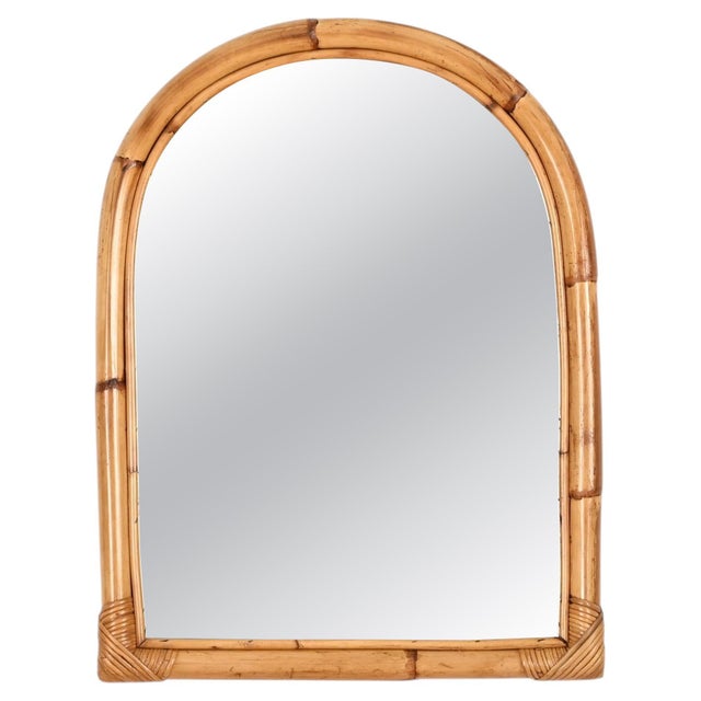 Mid-Century Arch Mirror in Curved Bamboo and Rattan, Italy, 1960s For Sale - Image 11 of 11