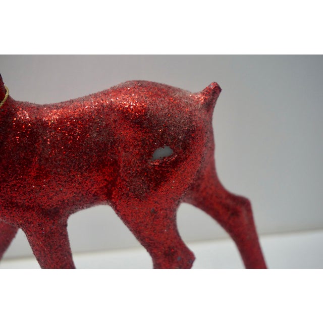 Mid 20th Century 1970s Inscha Deko Handwerk Red Glitter Deer Figurines - Set of 2 For Sale - Image 5 of 5