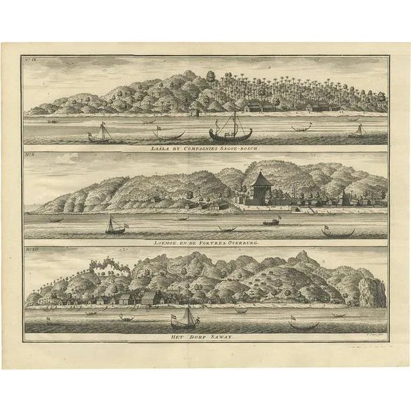 F. Valentijn, Three Views of Ambon, 1726, Print For Sale