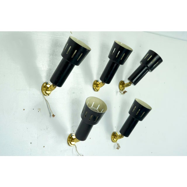 Spotlights in Brass and Lacquered Metal in the style of Stilnovo, Italy, 1960s, Set of 5 For Sale - Image 9 of 14
