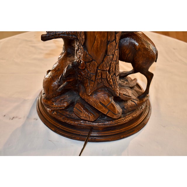 Vintage Black Forest Style Lamp With Two Deer For Sale - Image 11 of 12