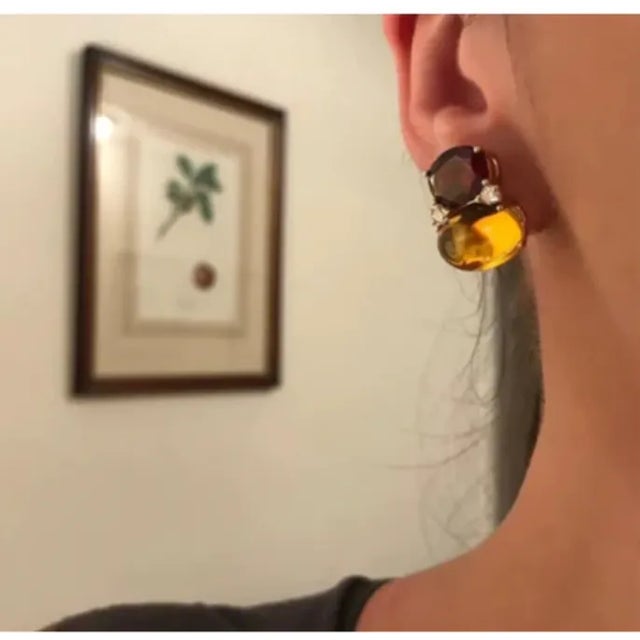 Metal Christina Addison Large Gum Drop Earrings With Pink Topaz and Cabochon Smoky Topaz and Diamonds - a Pair For Sale - Image 7 of 12