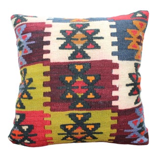 Turkish Kilim Decorative Pillow Cover - 16"x16" For Sale