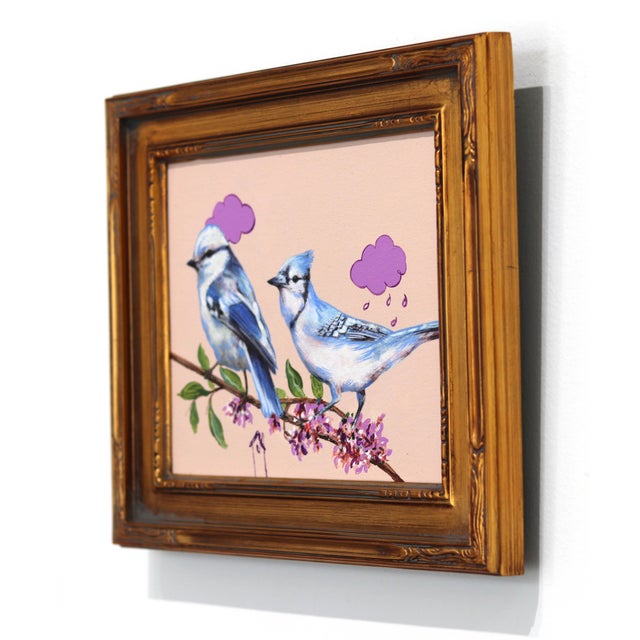 Abstract A Home in the Woods - Original Birds Portrait Still Life Framed Acrylic Painting by Carlos Gamez De Francisco For Sale - Image 3 of 9