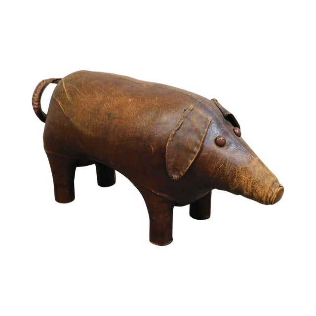 Dimitri Omersa Abercrombie & Fitch Vintage Leather Pig Footstool