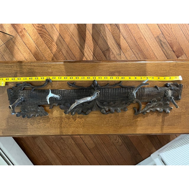 Antique 19th Century German Black Forest Carved Wood and Antler Wall Rack For Sale - Image 12 of 12