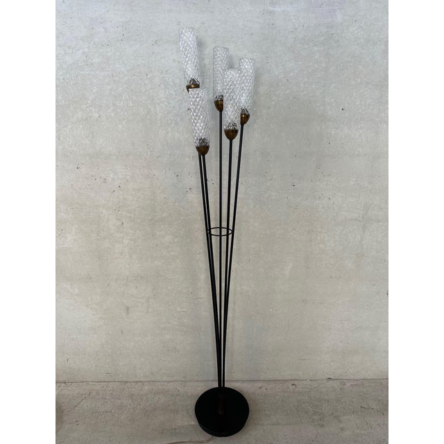 Vintage Floor Lamp in Glass and Metal, 1950s For Sale - Image 9 of 9