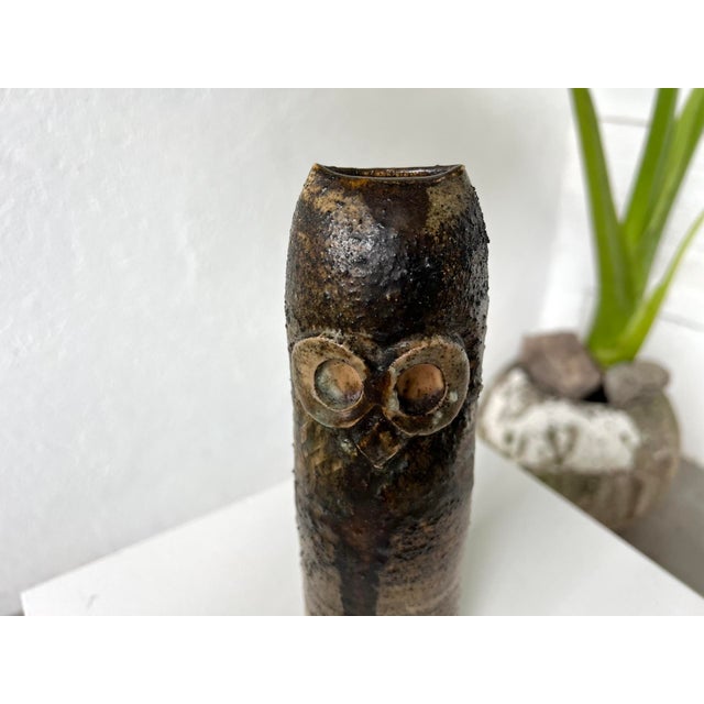 Ceramic Sandstone Owl Sculpture by Claire Berger, La Borne, Late 20th Century For Sale - Image 7 of 11