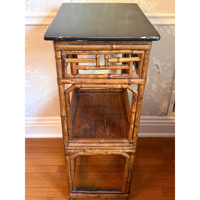 Mid 20th Century Mid 20th Century Chinese Chippendale Bamboo Étagère Side Table For Sale - Image 5 of 6