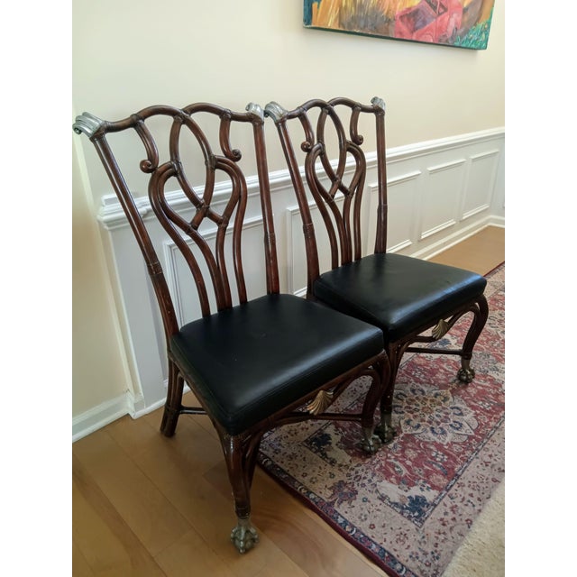 1990s Exceptional Maitland-Smith French Empire Center Dining Table & Stunning Antique Matching Chippendale Armchairs For Sale - Image 10 of 12
