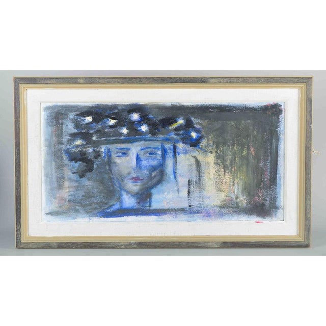 Swedish artist. Oil on canvas. Composition with a woman’s face. 1950s/60s An expressive painting depicting a woman’s face...