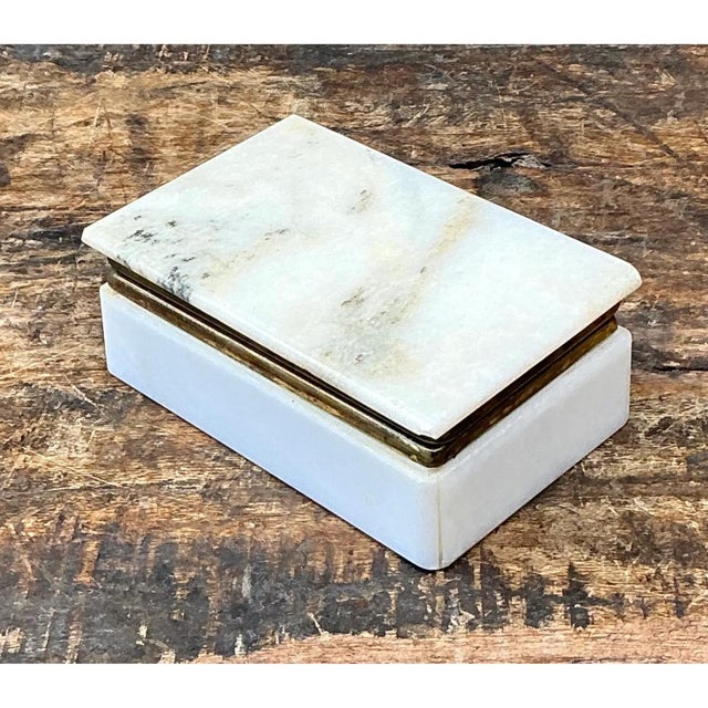 Off-white Vintage Stone and Metal Trinket Box For Sale - Image 8 of 12