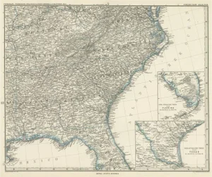 Antique Map of Tennessee, Kentucky, Virginia, Alabama, Georgia and Surroundings