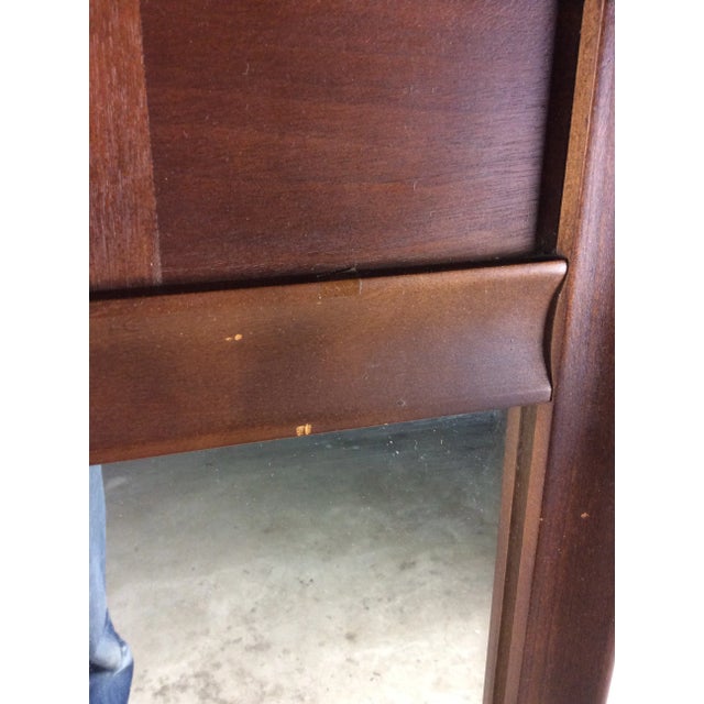 Brown Mid Century Modern Wall Mirror With Beveled Frame & Walnut Inlay For Sale - Image 8 of 12