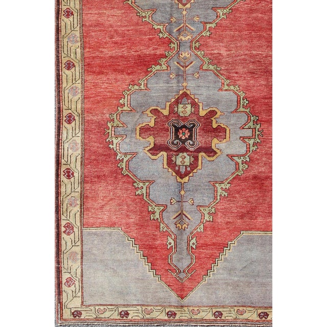 Vintage Turkish Oushak Rug With Three Large Medallions 5'2'' X 12'10" For Sale In Atlanta - Image 6 of 8