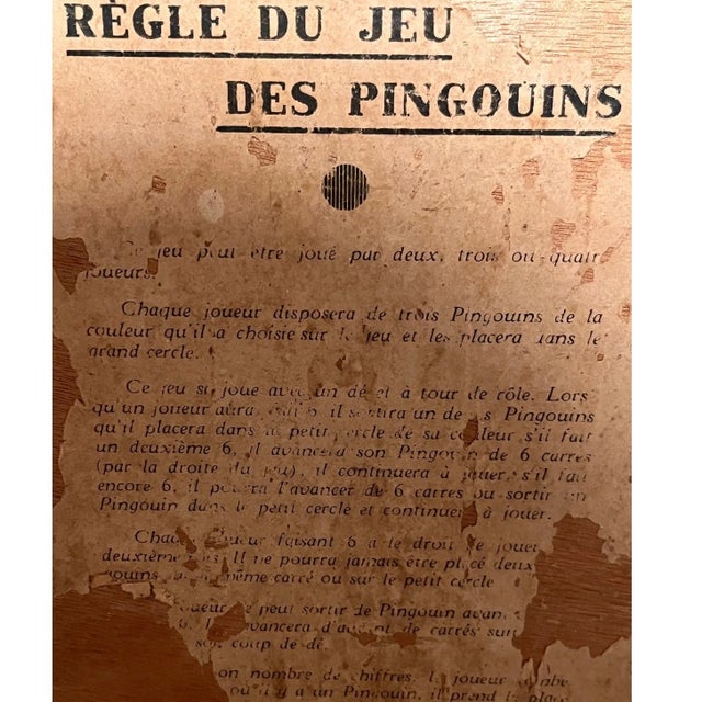 Antique French Jeu des Pingouins Framed Board Game Art 16x17 For Sale - Image 4 of 5