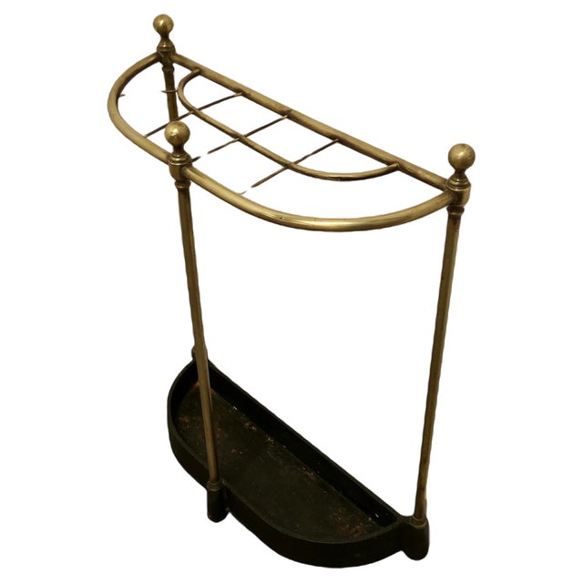Curved Brass & Iron Umbrella Stand, 1880s For Sale