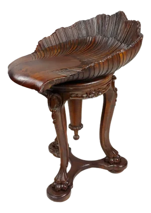 19th Century Venetian Carved Walnut Grotto Piano Stool