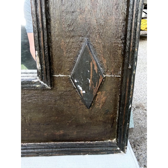 18th Century 18th Century Spanish Baroque "Herrera"-Style Giltwood Mirror, 39.5" Square — Original Gesso & Gold Leaf Under Old Dark Paint For Sale - Image 5 of 8