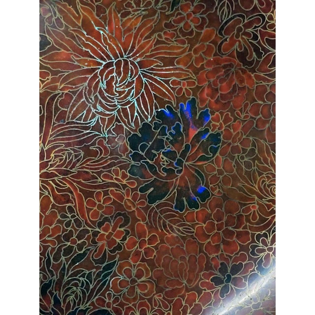 Mid 20th Century Vintage Cloisonne Enamel 12" Wide X 3-3/4" Tall Vintage Chinese Centerpiece Bowl Vase For Sale - Image 5 of 13