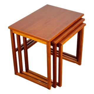 1970s Danish Modern BRDR Furbo Teak Nesting Tables - Set of 3 For Sale