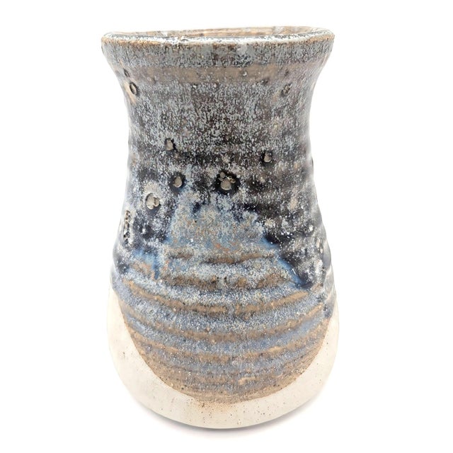 Mid-Century Modern 1980s Artisan Signed Studio Pottery Glazed Stoneware Bud Vase For Sale - Image 3 of 11