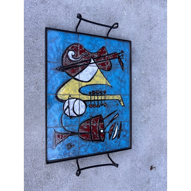 Mid-Century Modern 1950s Bart Marechal Gand Tile Tray For Sale - Image 3 of 8