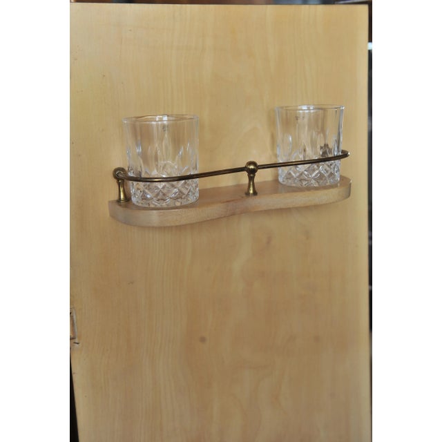 1950s 20th Century Queen Anne Revival Walnut Cocktail Cabinet with Fitted Brass Details For Sale - Image 5 of 7