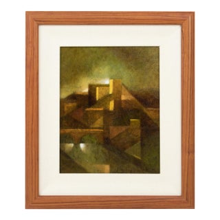 Abstract Chiaroscuro Landscape, Oil on Canvas Painting by Francois Gentilini, 1976 For Sale