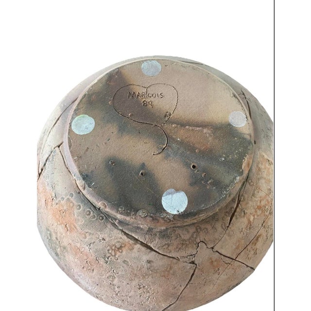 Pink Vintage 1990 Handcrafted Studio Art Pottery Olla Vase Large Round Vessel, Signed—Earthy Pastels For Sale - Image 8 of 8