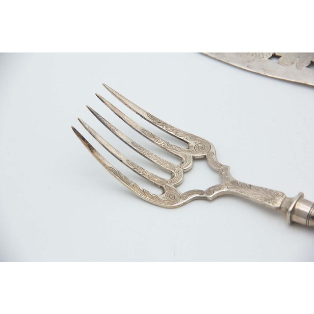 Cut-Out Silver Fish Knife and Fork, Set of 2 For Sale - Image 3 of 4