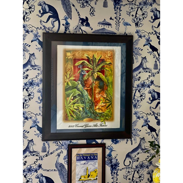Contemporary 2003 Coconut Grove Arts Festival Poster Framed Peacocks & Palms For Sale - Image 3 of 7