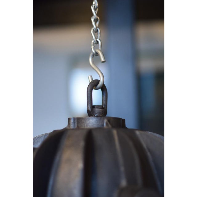 Glass Industrial Globe Pendant Lamps in Cast Iron, 1960, Set of 4 For Sale - Image 7 of 10