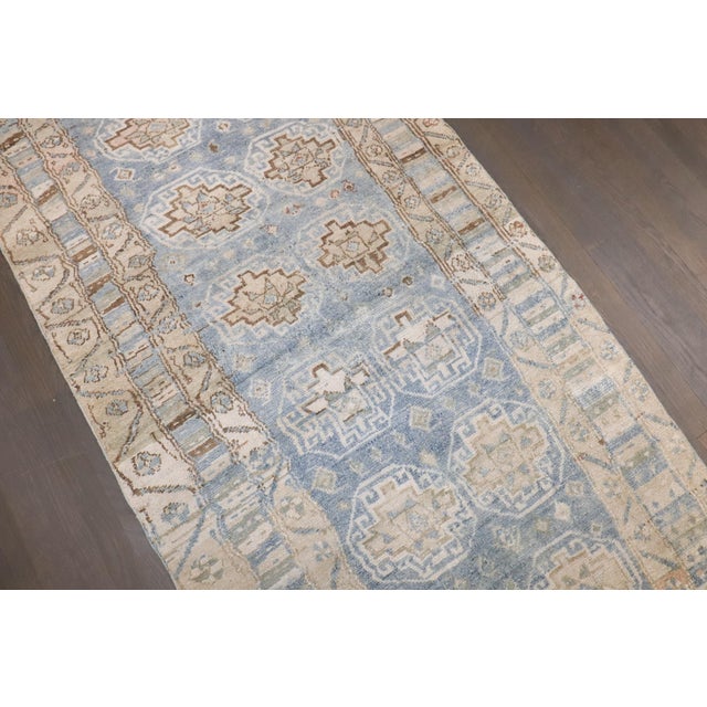 Rustic Antique Zabihi Collection Light Blue Persian Malayer Runner - 3'3" x 9' For Sale - Image 3 of 9