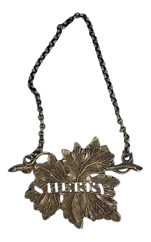 1849 Sterling Decanter Tag for Sherry by George Unite