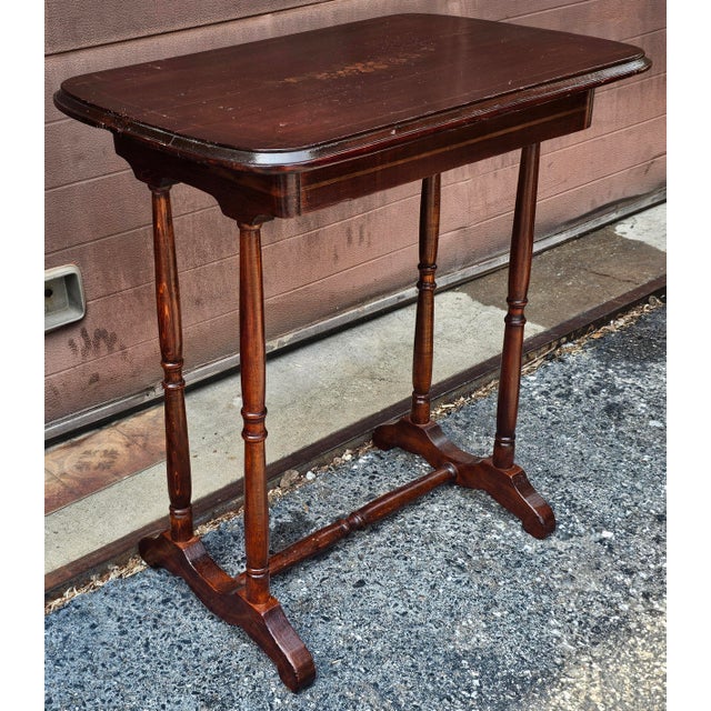 Antique Cherry Stained and Flower Decorated Side Table For Sale In Washington DC - Image 6 of 9