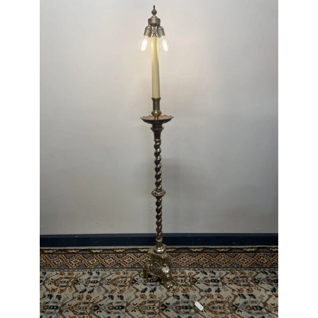 Gold Vintage Ornate Brass Floor Lamp For Sale - Image 8 of 8