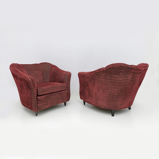 Set of Mid-Century Modern Velvet Armchairs by Gio Ponti for Casa e Giardino, 1950s For Sale - Image 10 of 15