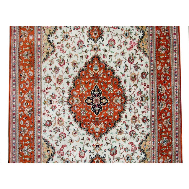 Vintage Persian Silk Qum Rug For Sale In Chicago - Image 6 of 14