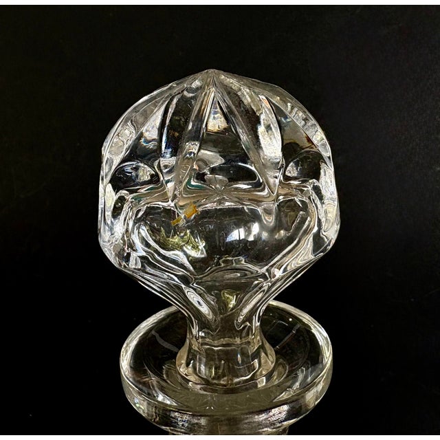 Hollywood Regency Vintage Anglia Decanter & Stopper by Nachtmann Round Crystal Glass Decanter Heavy Bottom For Sale - Image 3 of 7