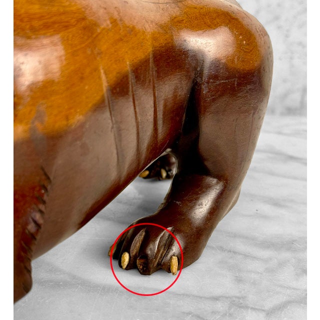 Vintage 15" Traditional Mahogany Lion Carved Sculpture For Sale - Image 10 of 11