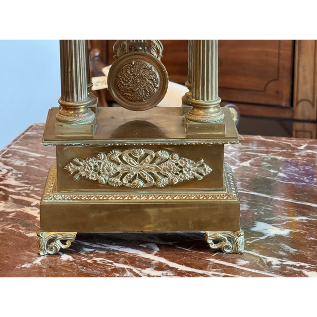 French Gilt Bronze Portico Clock For Sale - Image 4 of 8