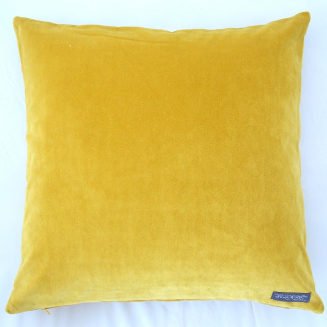 FirmaMenta Ochre Chevron Raffia Style Cotton Velvet Square Pillow For Sale In San Francisco - Image 6 of 6