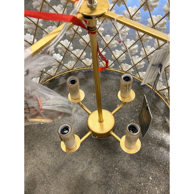 Ceramic Regina Andrew Alice Porcelain Flower Embellished Chandelier For Sale - Image 7 of 12