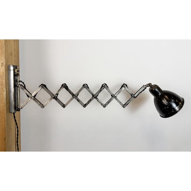 Industrial Black Scissor Wall Lamp, 1950s For Sale - Image 15 of 18