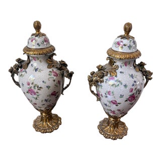 Vintage Porcelain Covered Urns For Sale