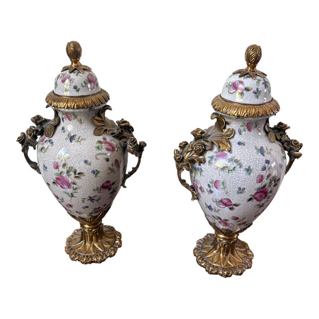 Vintage Porcelain Covered Urns For Sale